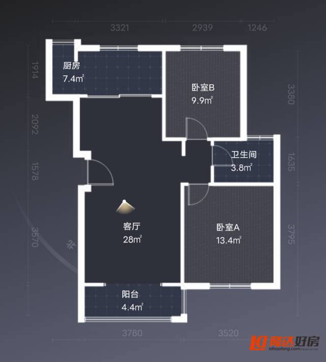 绵阳半山蓝湾二期，2室2厅1卫，86.00㎡，精装，售价56.3万 绵阳二手房