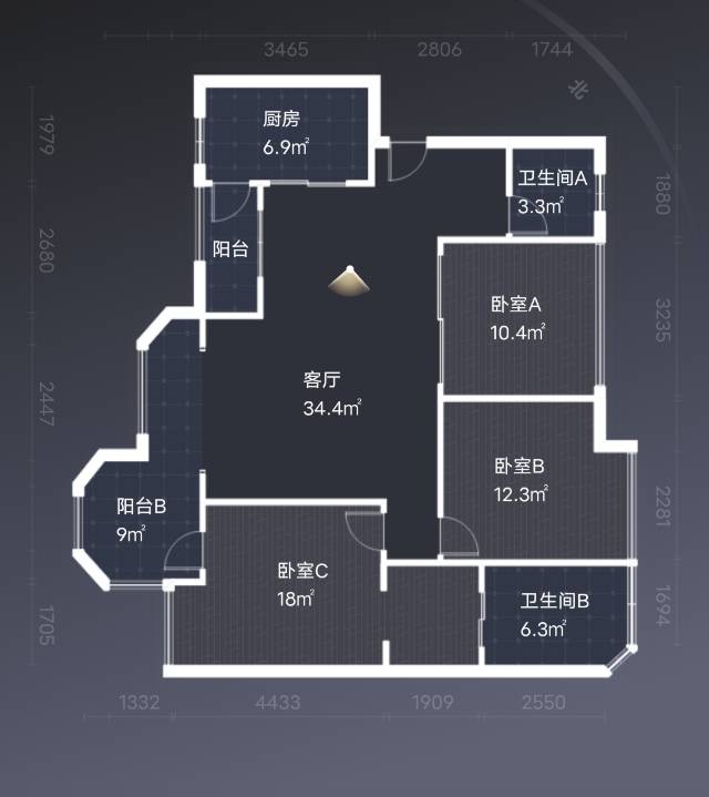 绵阳科创园区中心片区凯泰欧城3房119平米 绵阳租房