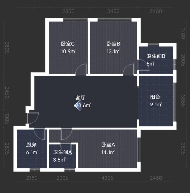 绵阳万向·西界莎拉，3室2厅2卫，115㎡，售价90万 绵阳二手房