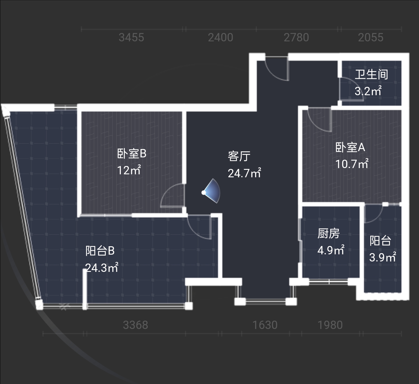 绵阳嘉来涪滨印象，2室2厅1卫，87㎡，售价57万 绵阳二手房