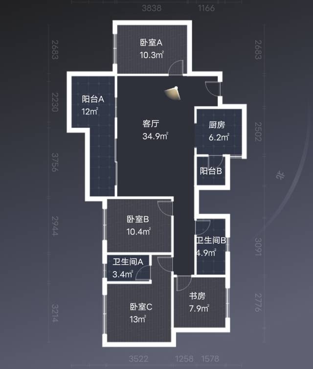 绵阳东原启城2期，4室2厅2卫，118.90㎡，毛坯，售价90.00万 绵阳二手房
