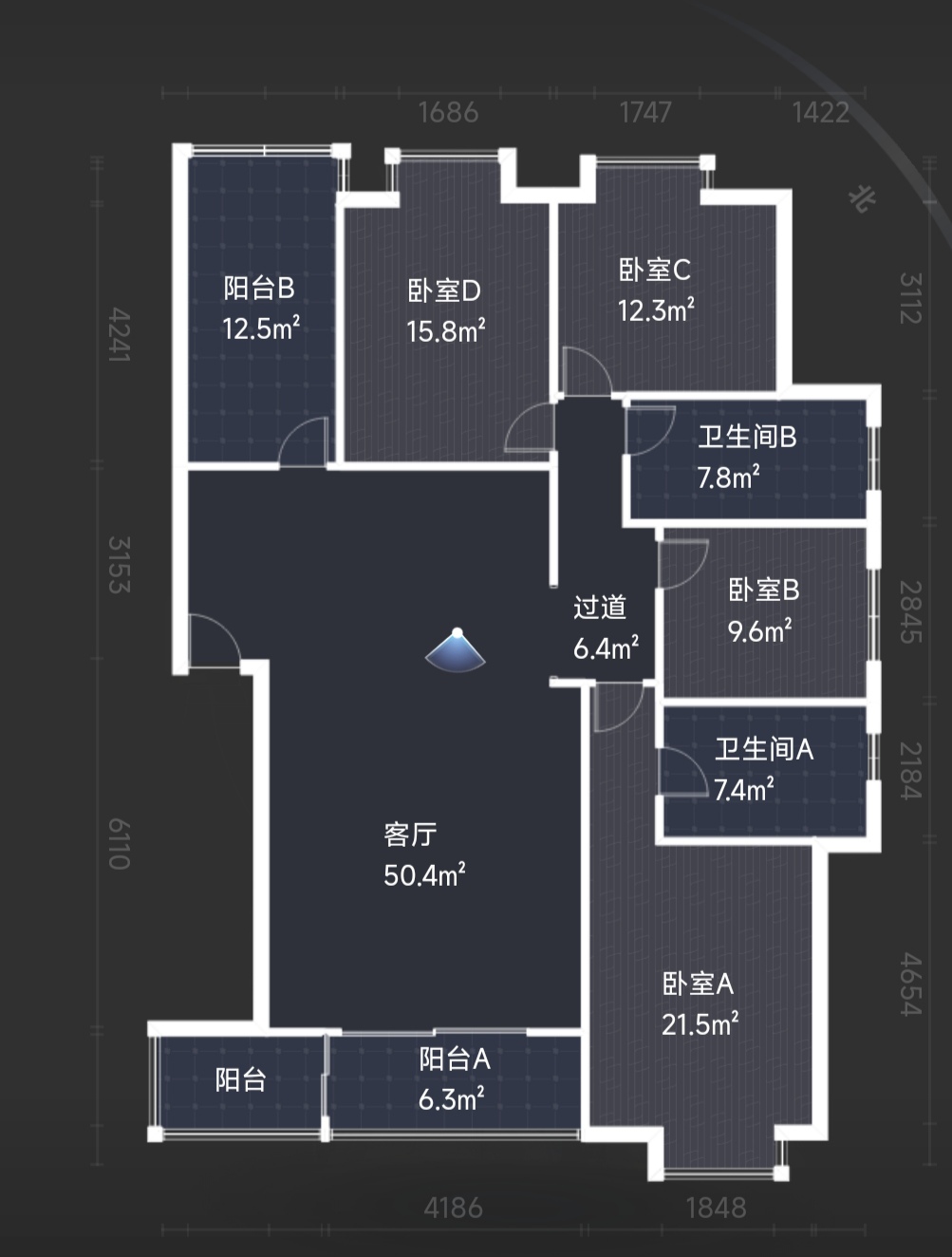 绵阳倍特景苑B区，4室2厅2卫，162.58㎡，毛坯，售价110.00万 绵阳二手房
