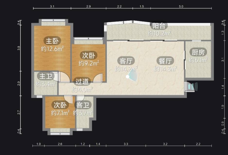 绵阳恒大翡翠湾，3室2厅2卫，111.80㎡，精装，租金1500元/月 绵阳租房
