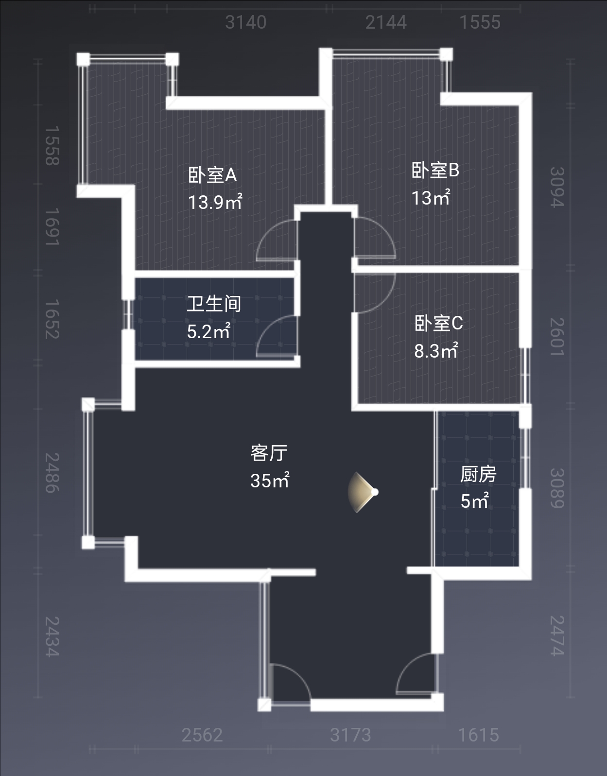 绵阳博雅海润广场，3室2厅2卫，101.53㎡，精装，租金1600.00元/月 绵阳租房
