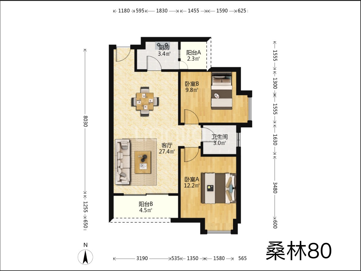 绵阳游仙区 桑林坝统建安置小区2房48.8万 绵阳二手房