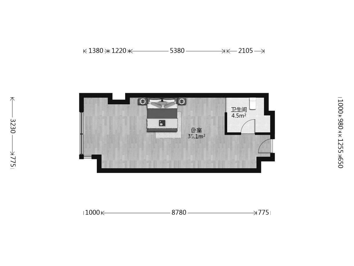 绵阳万达SOHO，1室1厅1卫，54.00㎡，普装，租金1000.00元/月 绵阳租房
