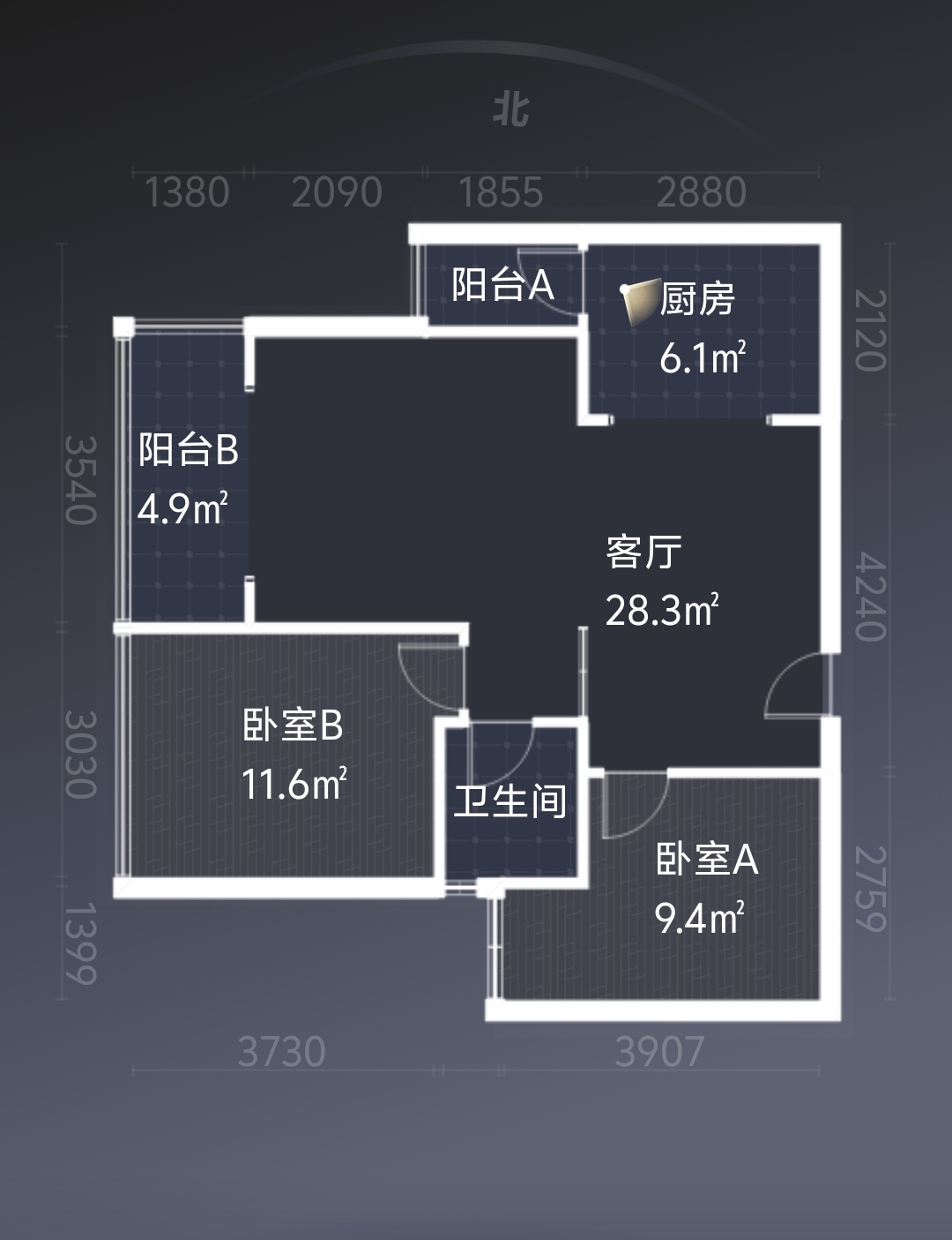 绵阳东原香屿，2室2厅1卫，70㎡，精装，售价85万 绵阳二手房