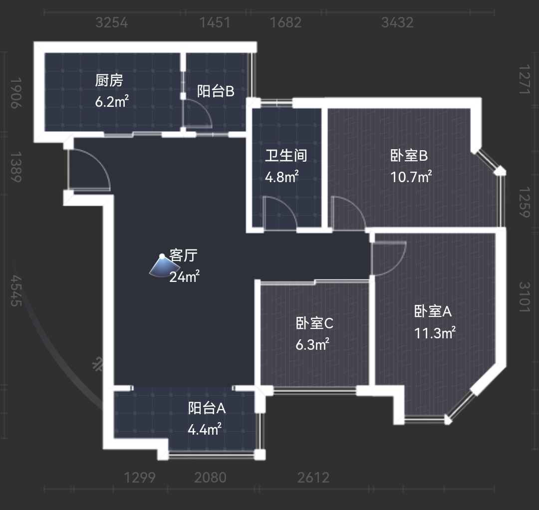 绵阳凯泰欧城，3室2厅1卫，84㎡，售价87.8万 绵阳二手房