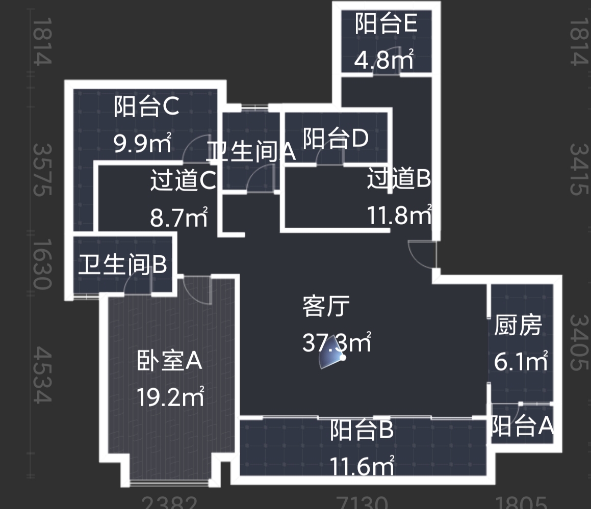 绵阳东原长岛，5室3厅3卫，166.18㎡，售价320万 绵阳二手房