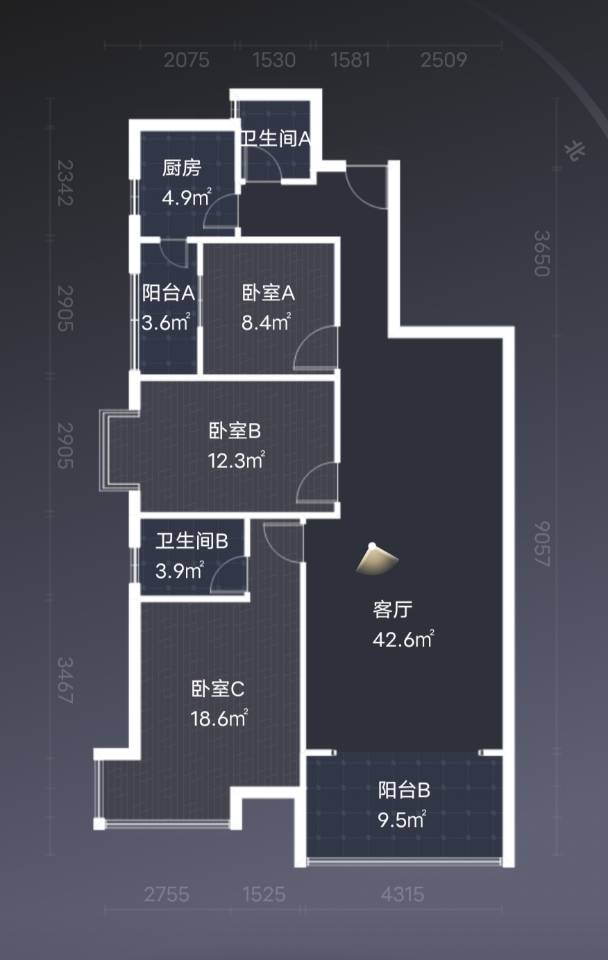 绵阳锦林俊域，3室2厅2卫，124㎡，租金1600元/月 绵阳租房