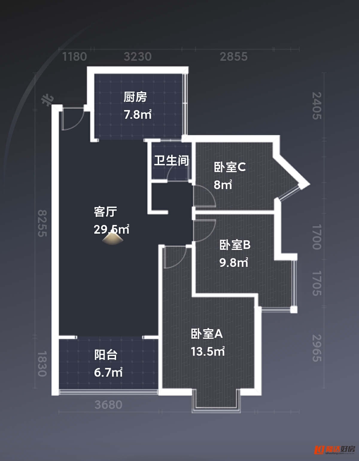 绵阳嘉来涪滨印象，3室2厅1卫，89㎡，售价62万 绵阳二手房