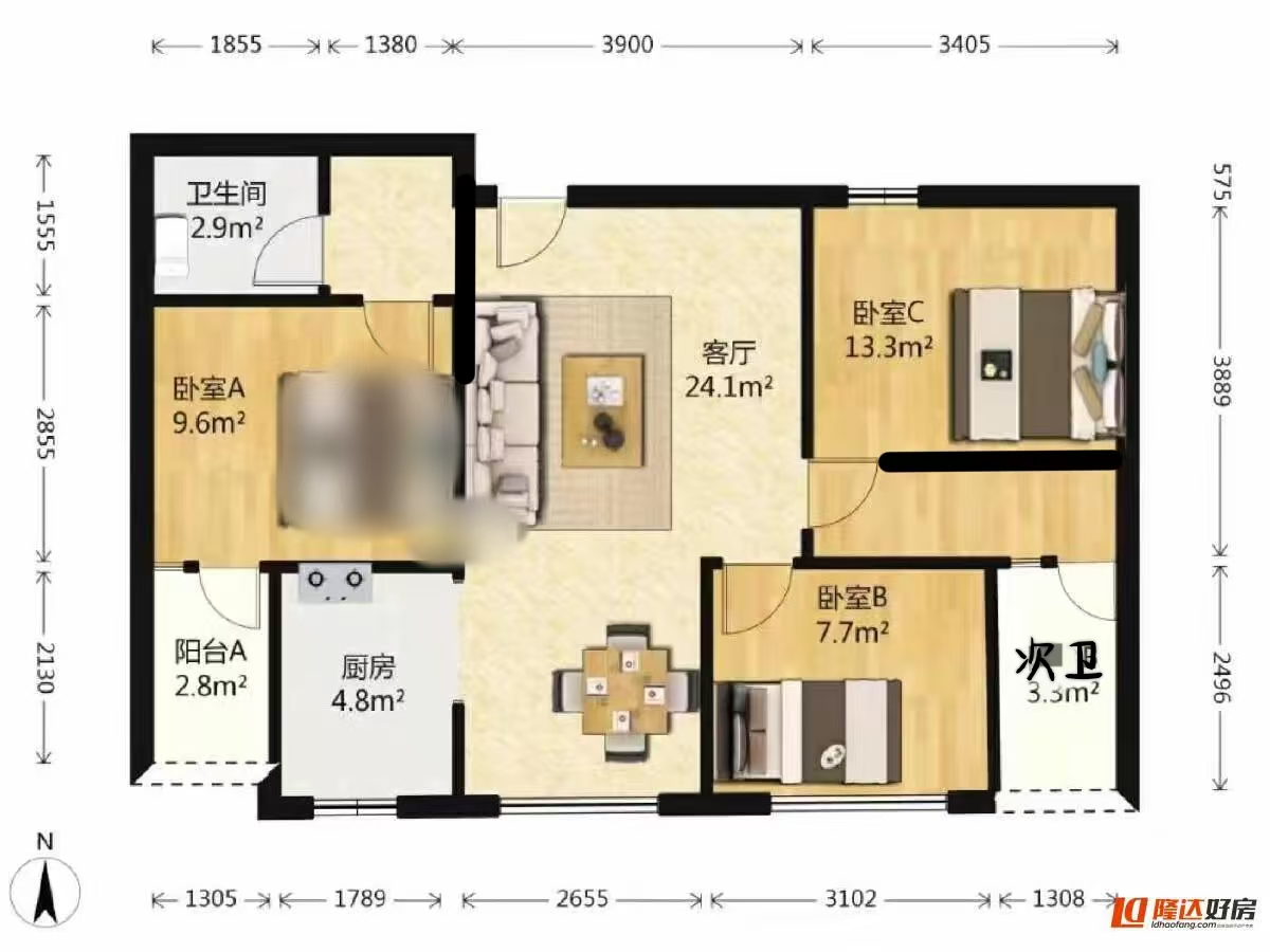 绵阳 粼江云镜旁  嘉来涪滨印象精装三房双卫 绵阳二手房