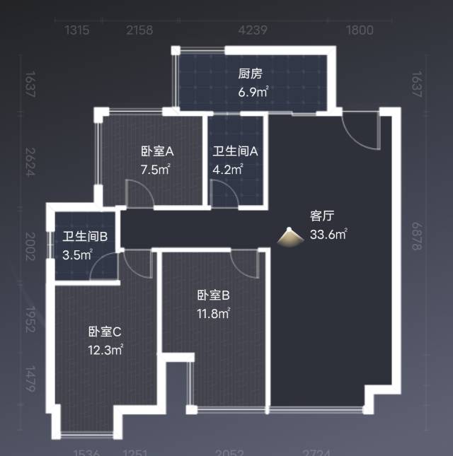 绵阳新亚锦云澜，3室2厅2卫，96㎡，毛坯，售价95万 绵阳二手房