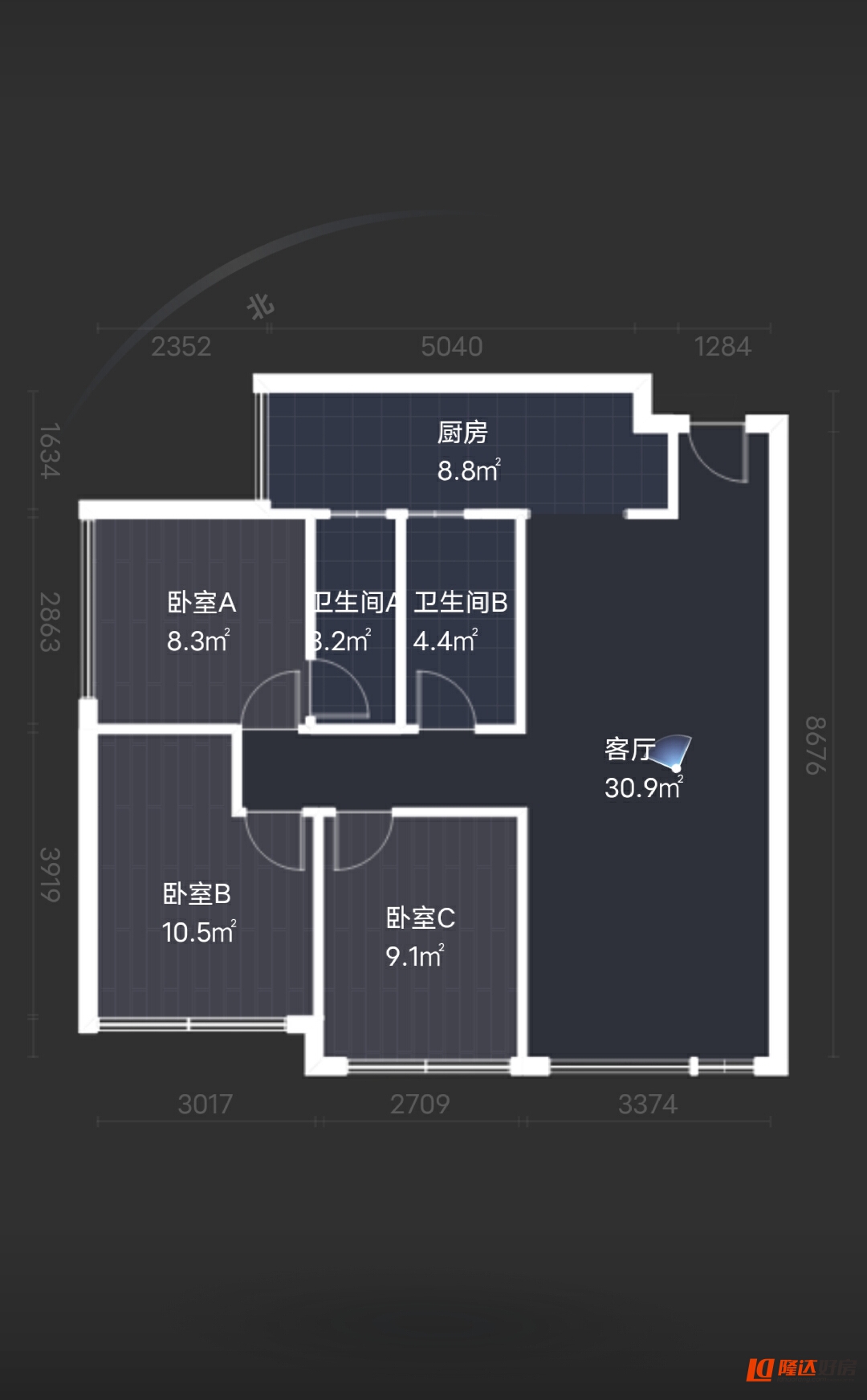 绵阳福星上江城C区，3室2厅1卫，88.92㎡，售价95万 绵阳二手房