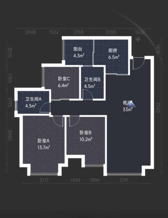 绵阳科创园区 华润凌云府3房2700元/月 绵阳租房