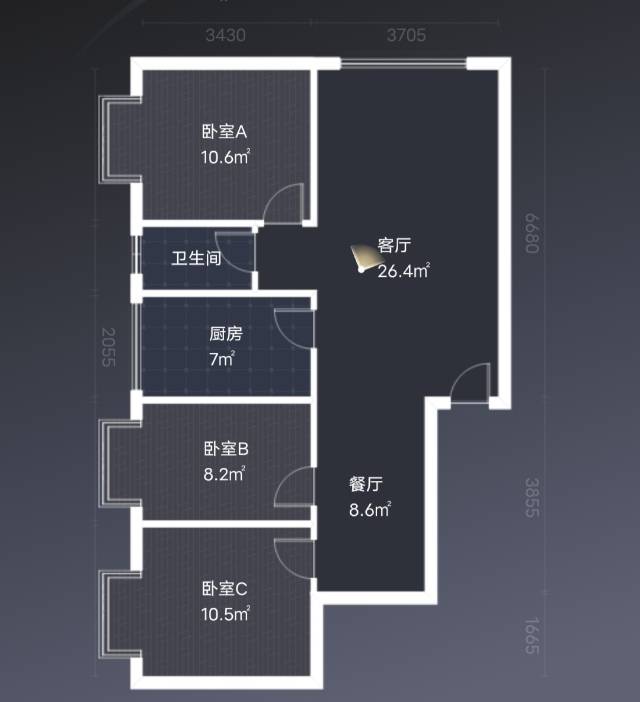 绵阳水韵丽都一期，3室2厅1卫，92㎡，普装，售价69.8万 绵阳二手房