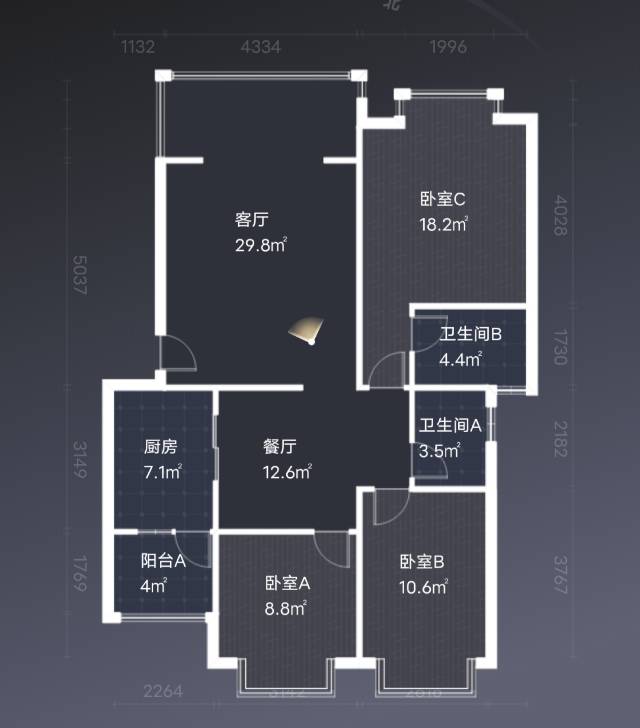 绵阳金禾花园，3室2厅2卫，114㎡，售价68万 绵阳二手房