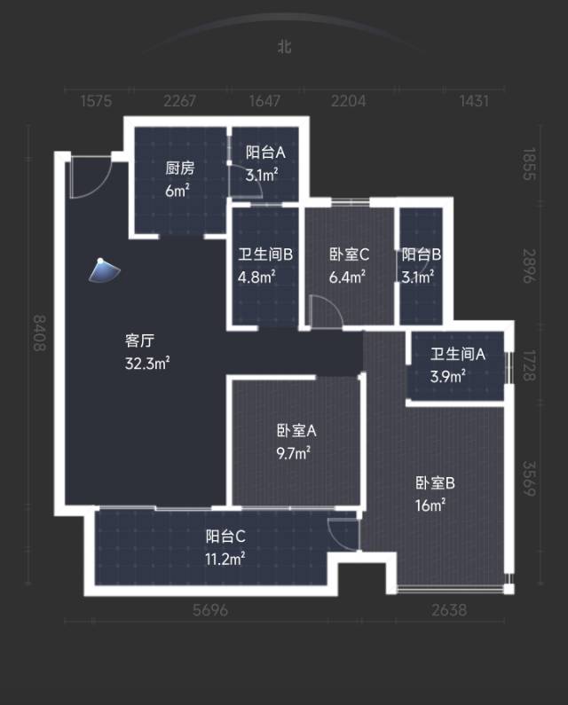 绵阳远大蔚蓝海岸，3室2厅2卫，118.00㎡，毛坯，售价75.00万 绵阳二手房