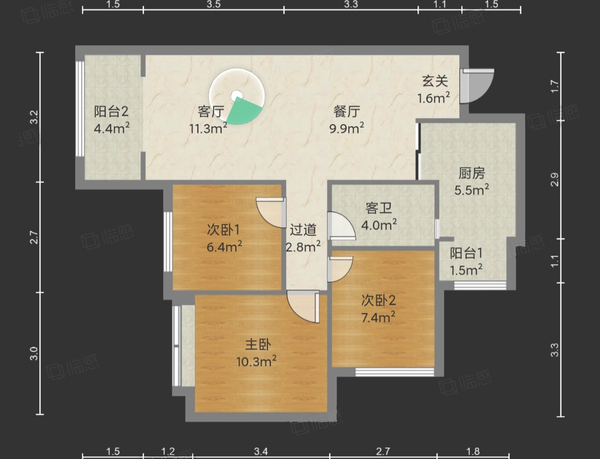绵阳东原长岛，3室2厅1卫，83.00㎡，精装，租金2200.00元/月 绵阳租房
