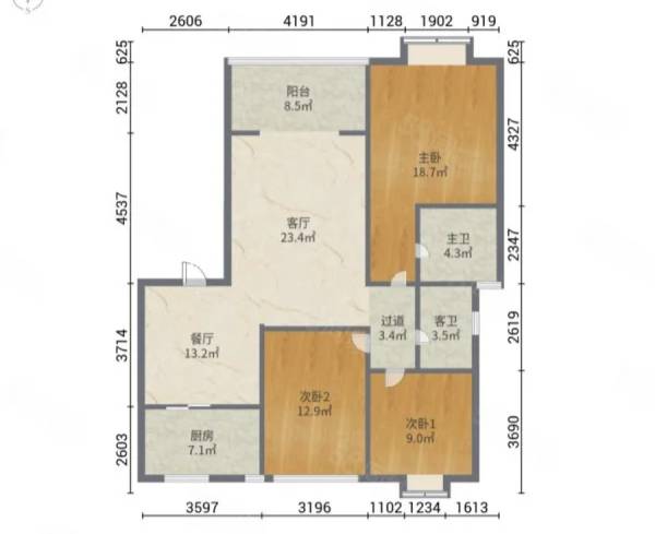 绵阳喜来公社，3室2厅2卫，110㎡，精装，售价110万 绵阳二手房