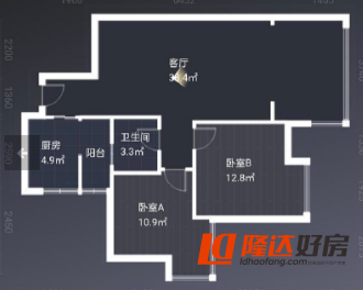 绵阳三江国际丽城阅世度，2室2厅1卫，84㎡，租金1600元/月 绵阳租房