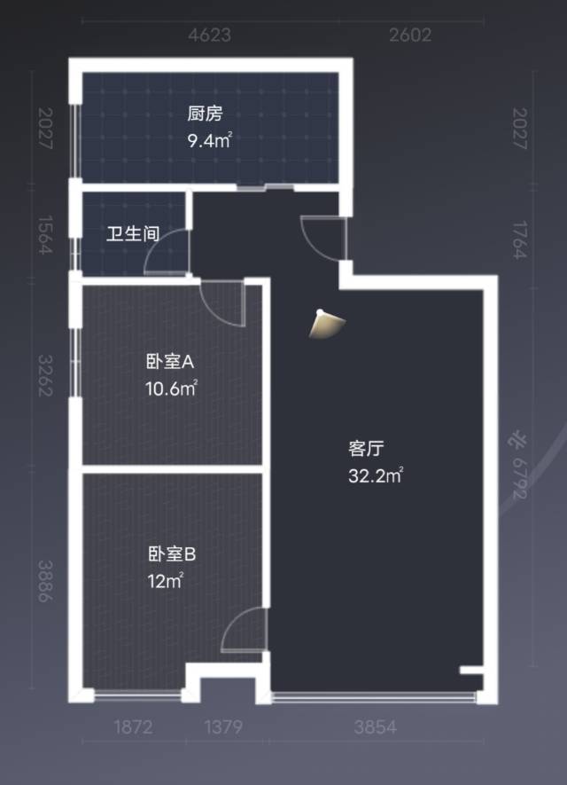 绵阳金三角大厦，3室2厅2卫，93.05㎡，售价85.6万 绵阳二手房