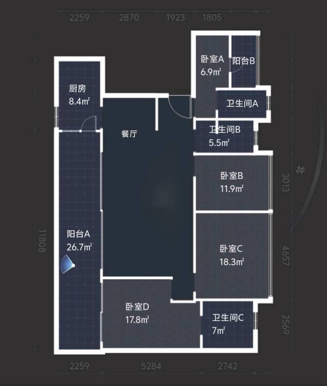 绵阳远大蔚蓝海岸二期，4室2厅2卫，181㎡，售价138万 绵阳二手房