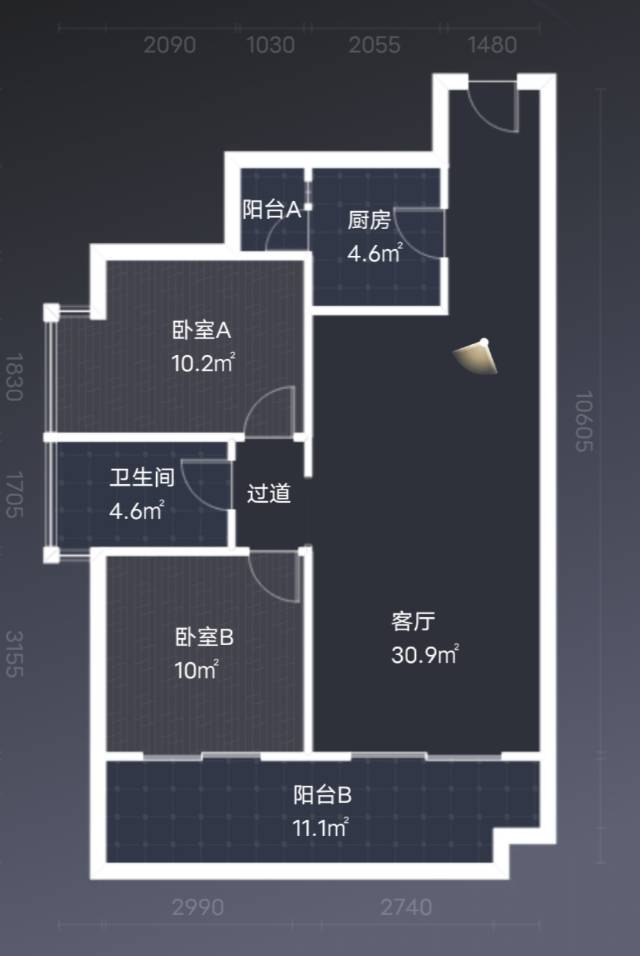 绵阳交发逸家，3室2厅1卫，86.21㎡，售价58万 绵阳二手房