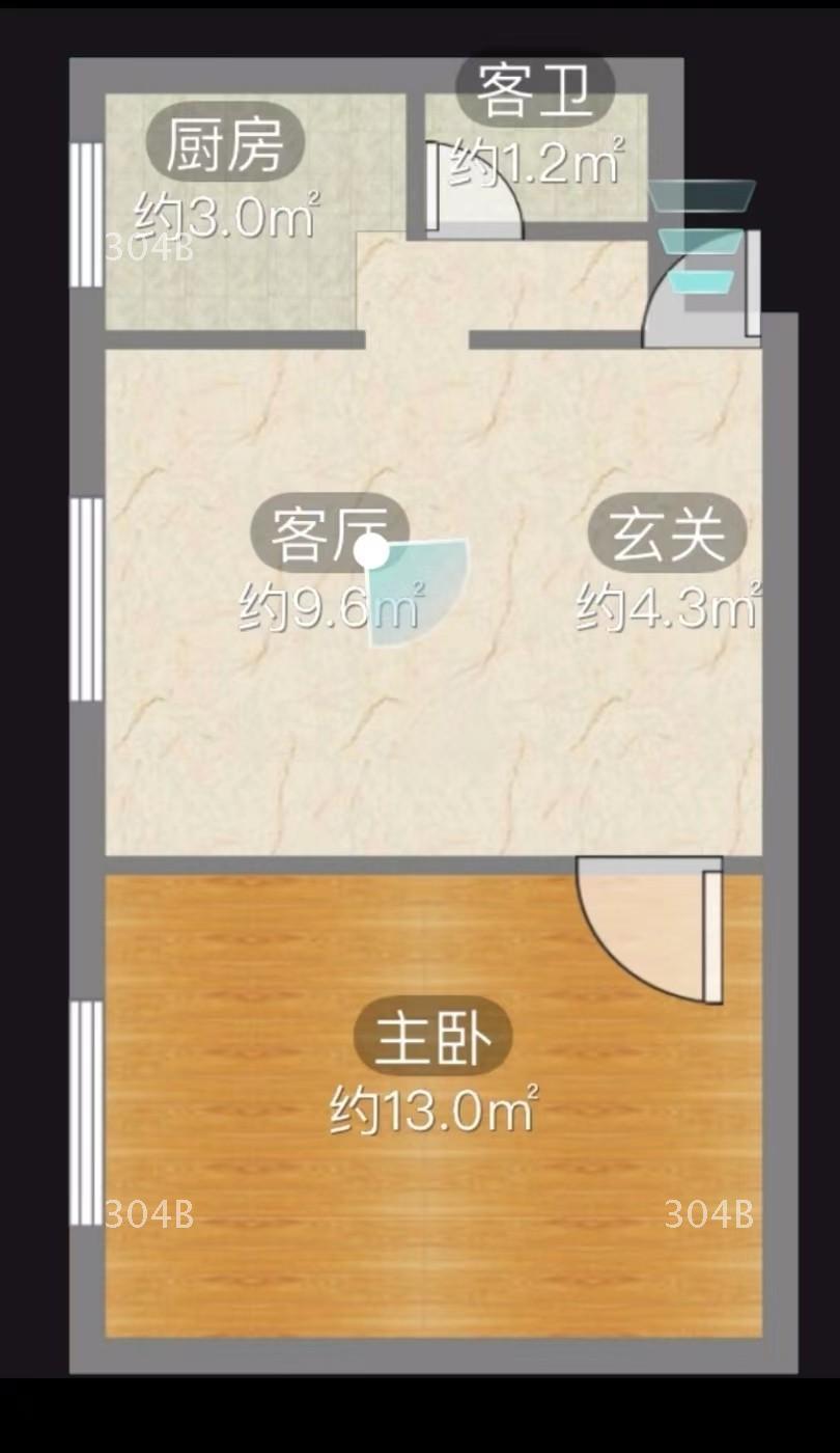 绵阳高水第八居民区，1室1厅1卫，47.41㎡，精装，售价26万 绵阳二手房
