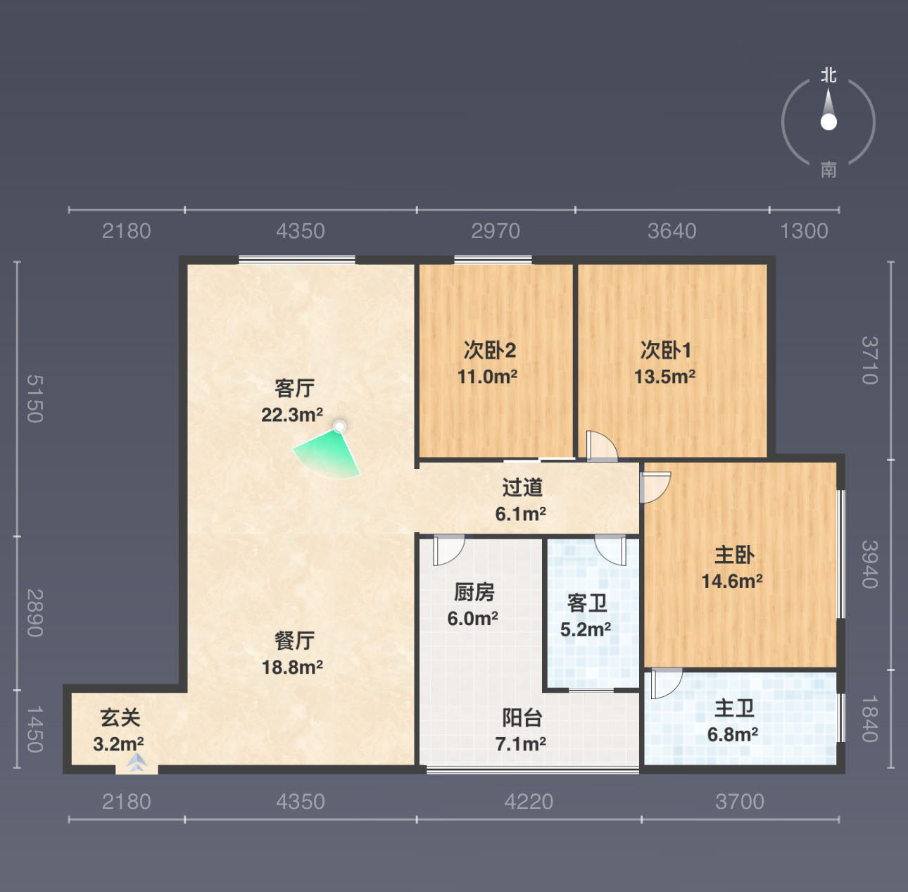 绵阳富临阳光城，3室2厅2卫，130㎡，简装，售价65万 绵阳二手房